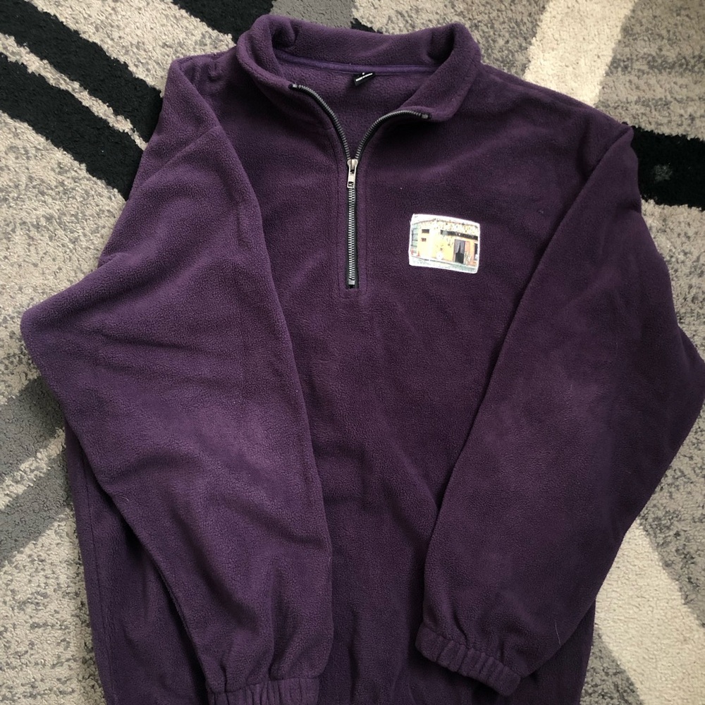 SHEIN Deep Plum Purple Fleece Quarter-Zip Pullover